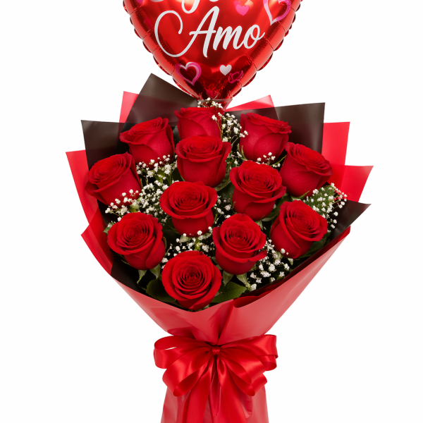 Rosas Rojas con Globo